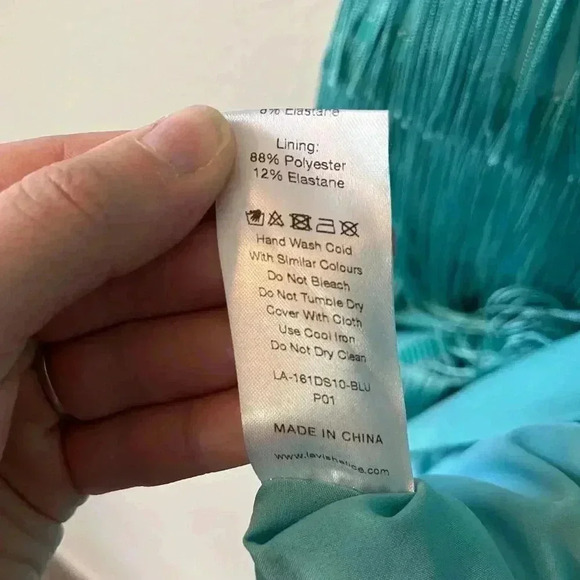 Lavish Alice Underwired Fringe Midi Dress in Aqua Women’s Size 2 NWOT - Picture 8 of 16